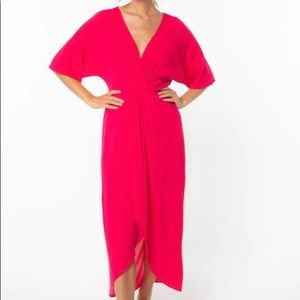 NWT Lovestitch kimono sleeve red/hot pink midi dress - size M fits like a large.